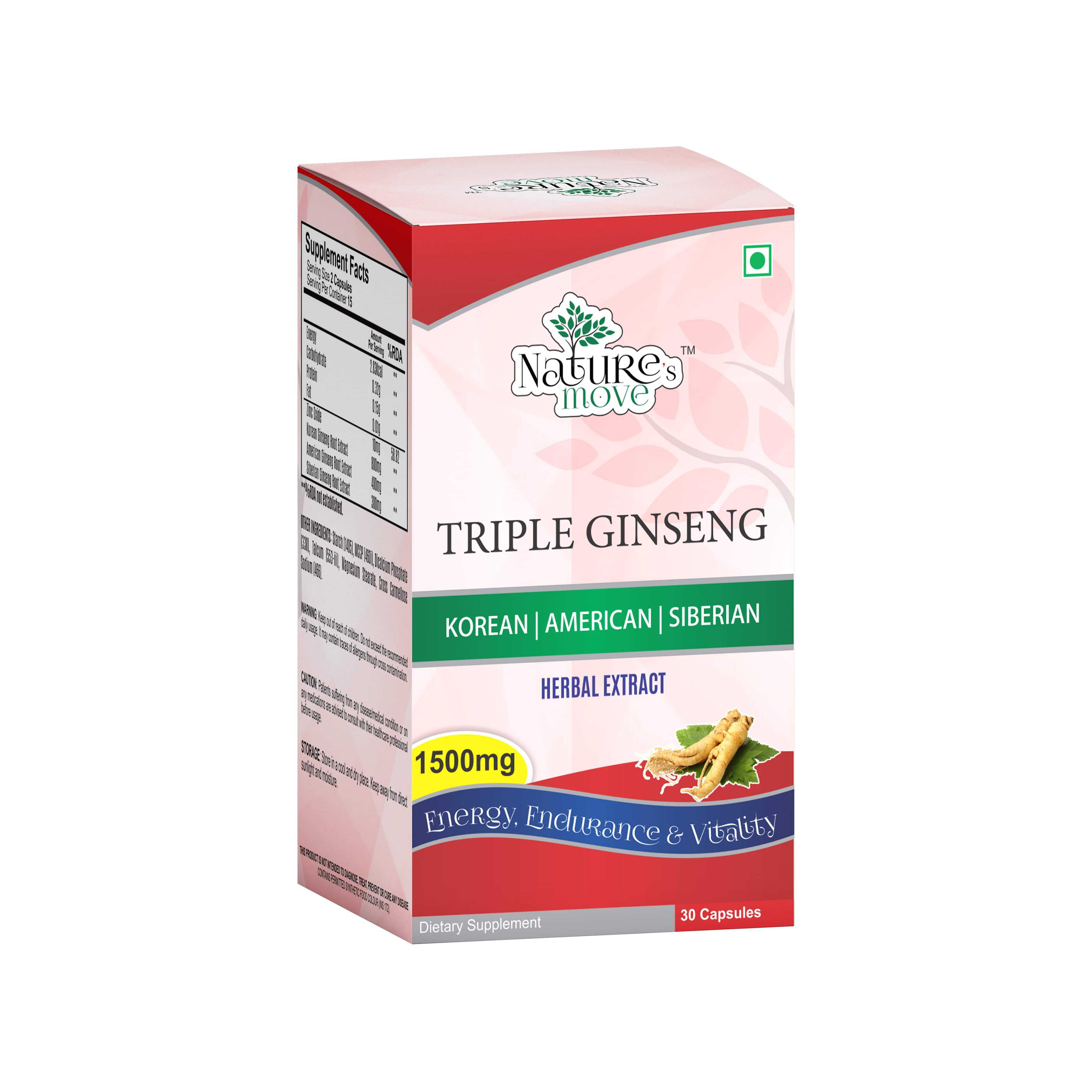 Triple Ginseng 1500mg 30 Capsules